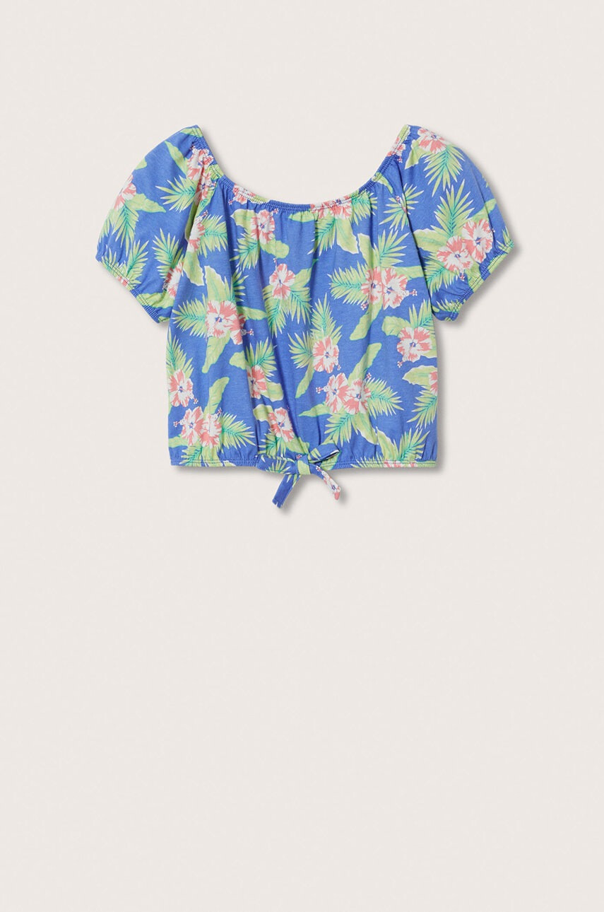 Mango Kids Детска памучна тениска Hibiscut - Pepit.bg