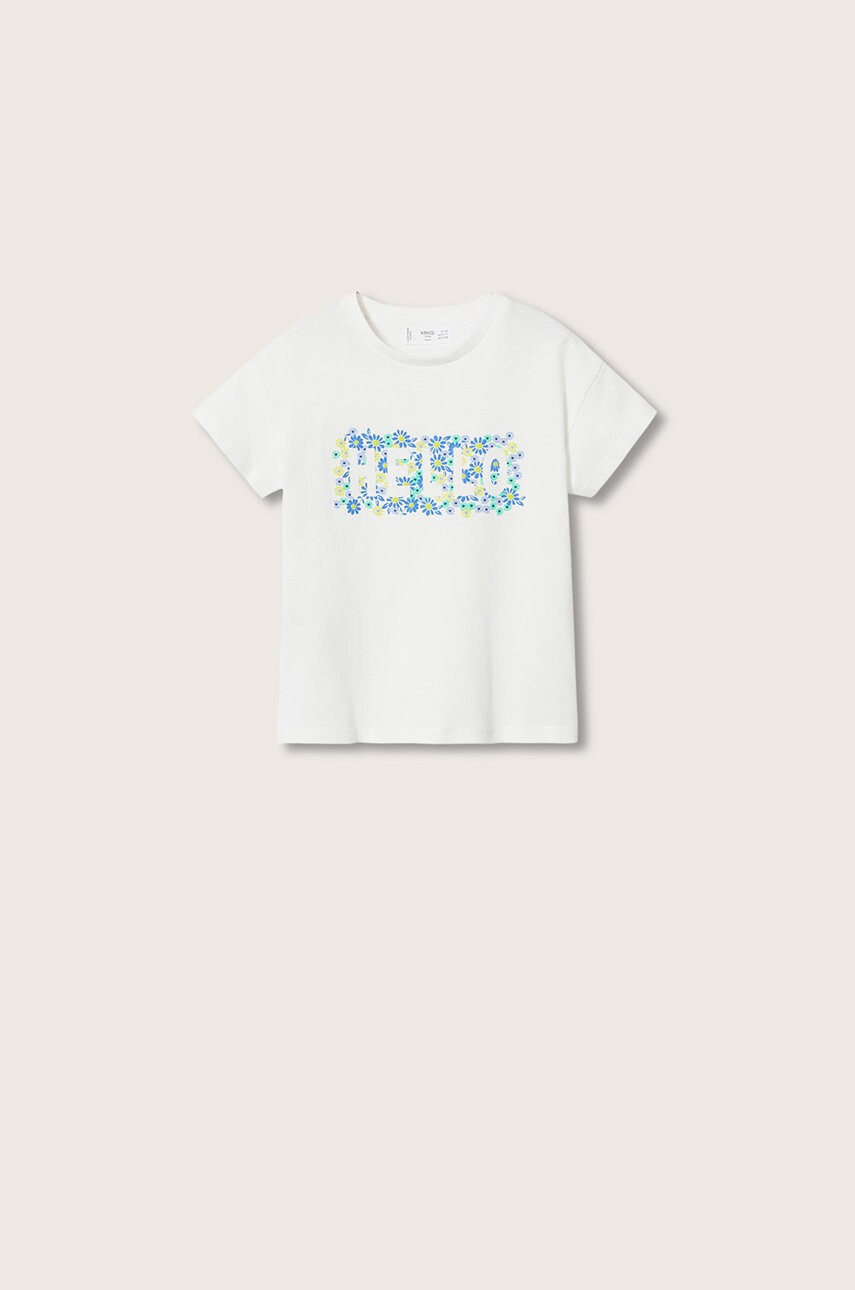 Mango Kids Детска памучна тениска Hola - Pepit.bg