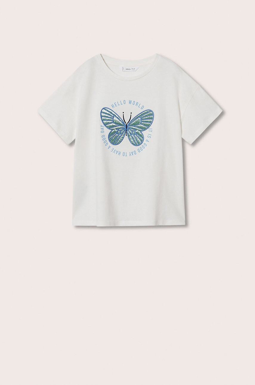 Mango Kids Детска памучна тениска Mariposa - Pepit.bg