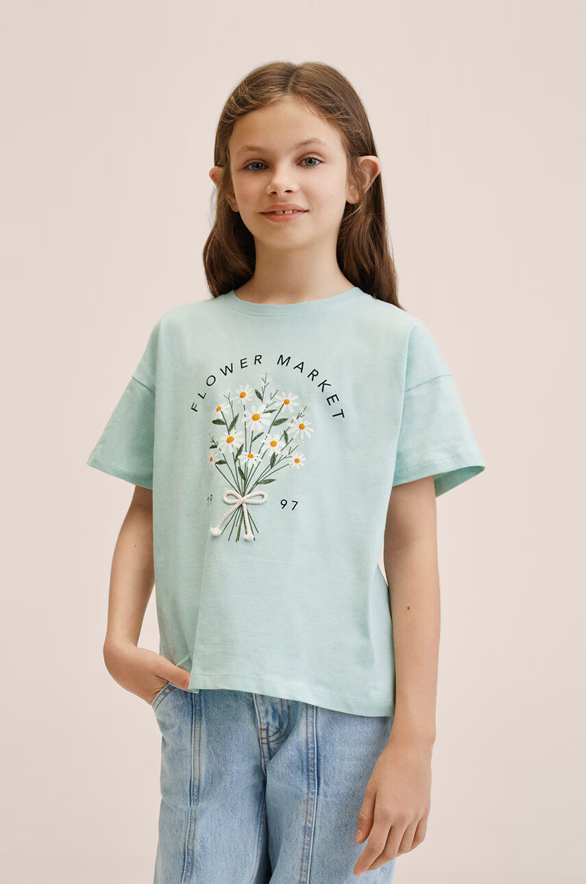 Mango Kids Детска памучна тениска Market - Pepit.bg