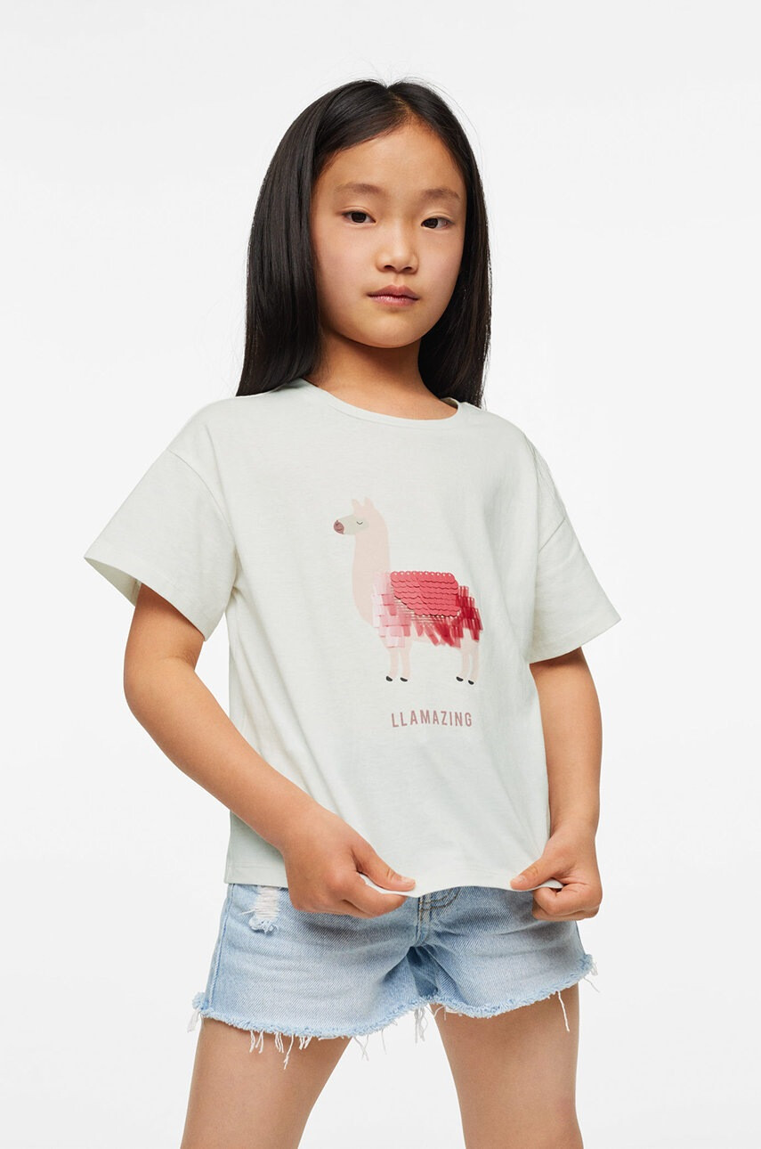 Mango Kids Детска памучна тениска Parrot - Pepit.bg