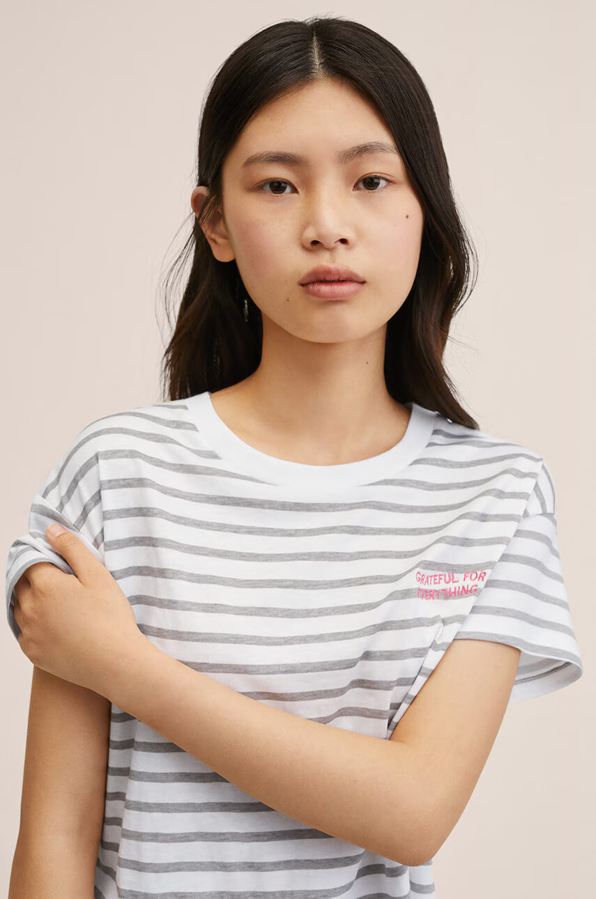 Mango Kids Детска памучна тениска Rayas - Pepit.bg