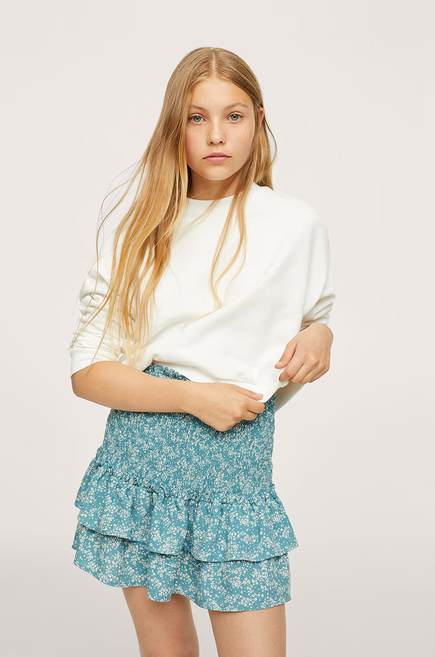 Mango Kids Детска пола в тъмносиньо къс модел разкроен модел - Pepit.bg