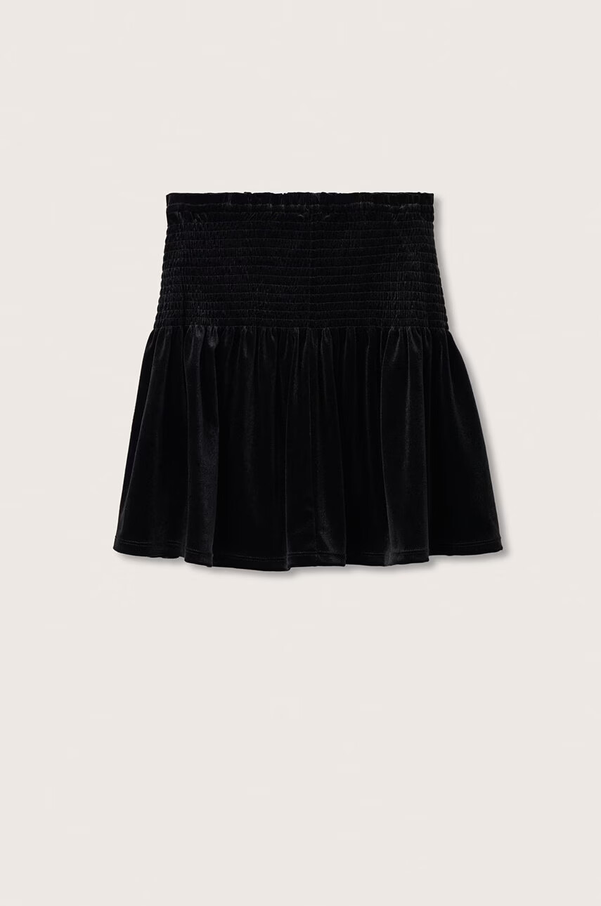 Mango Kids Детска пола Velvetf в черно къс модел разкроен модел - Pepit.bg