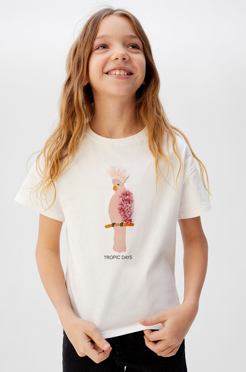 Mango Kids Детска тениска Birds 110-164 cm - Pepit.bg