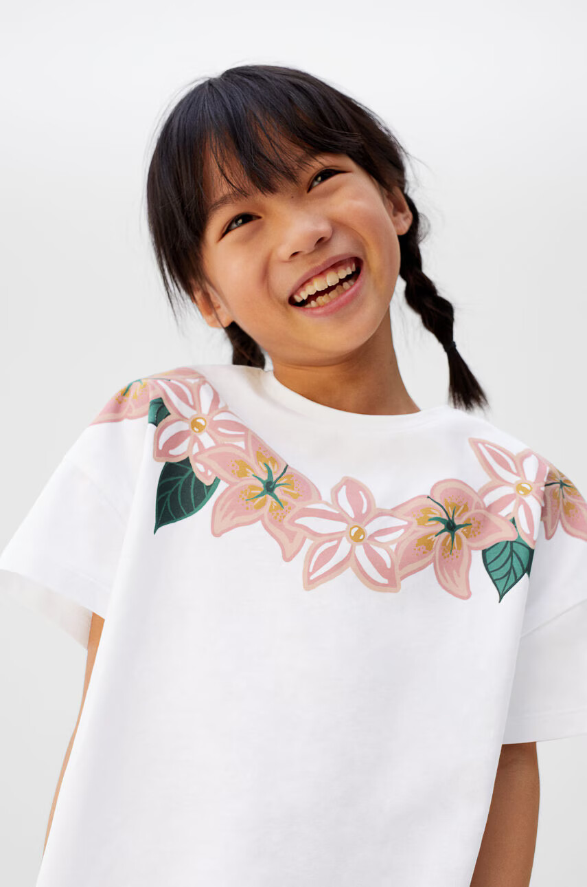 Mango Kids Детска тениска Flores 110-164 cm - Pepit.bg