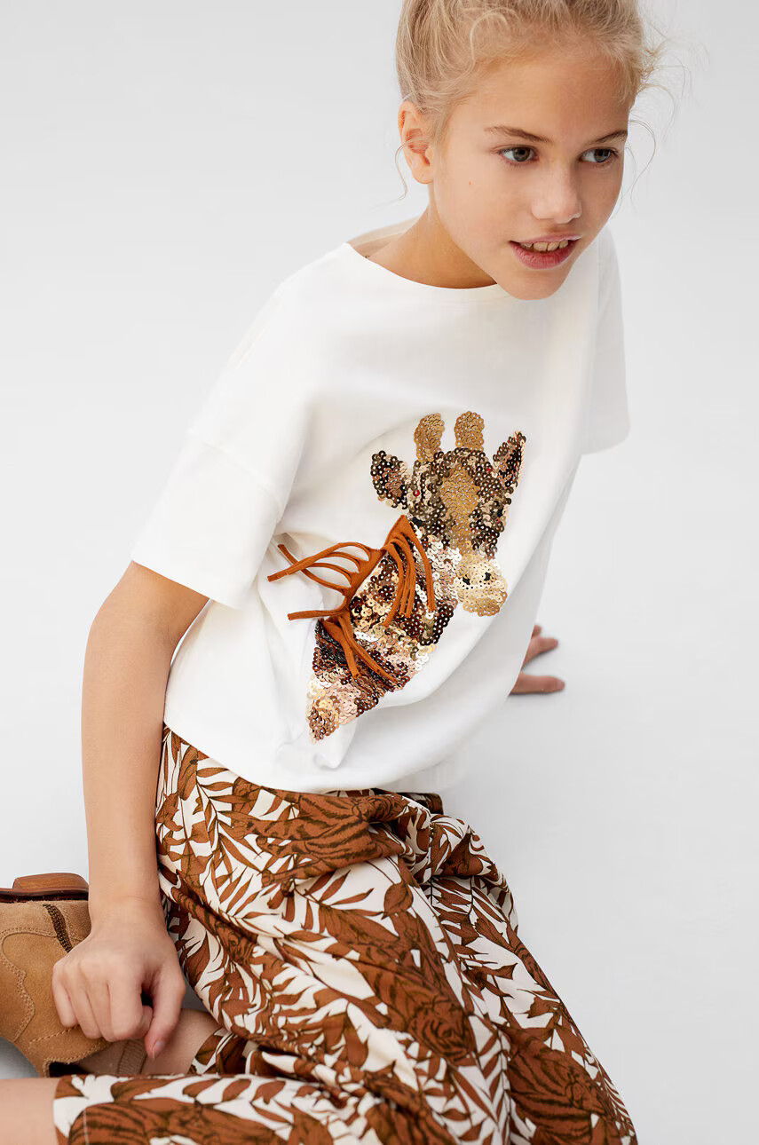 Mango Kids Детска тениска Jirafa 110-164 cm - Pepit.bg