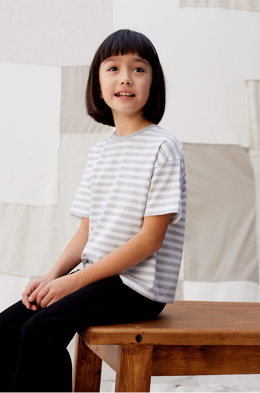 Mango Kids Детска тениска Lines 110-164 cm - Pepit.bg