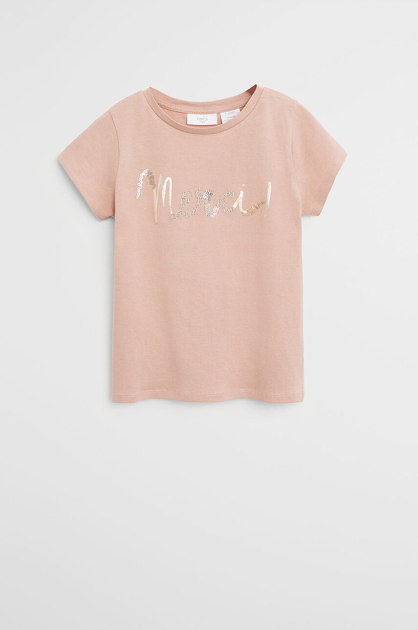 Mango Kids Детска тениска Merci 110-164 cm - Pepit.bg