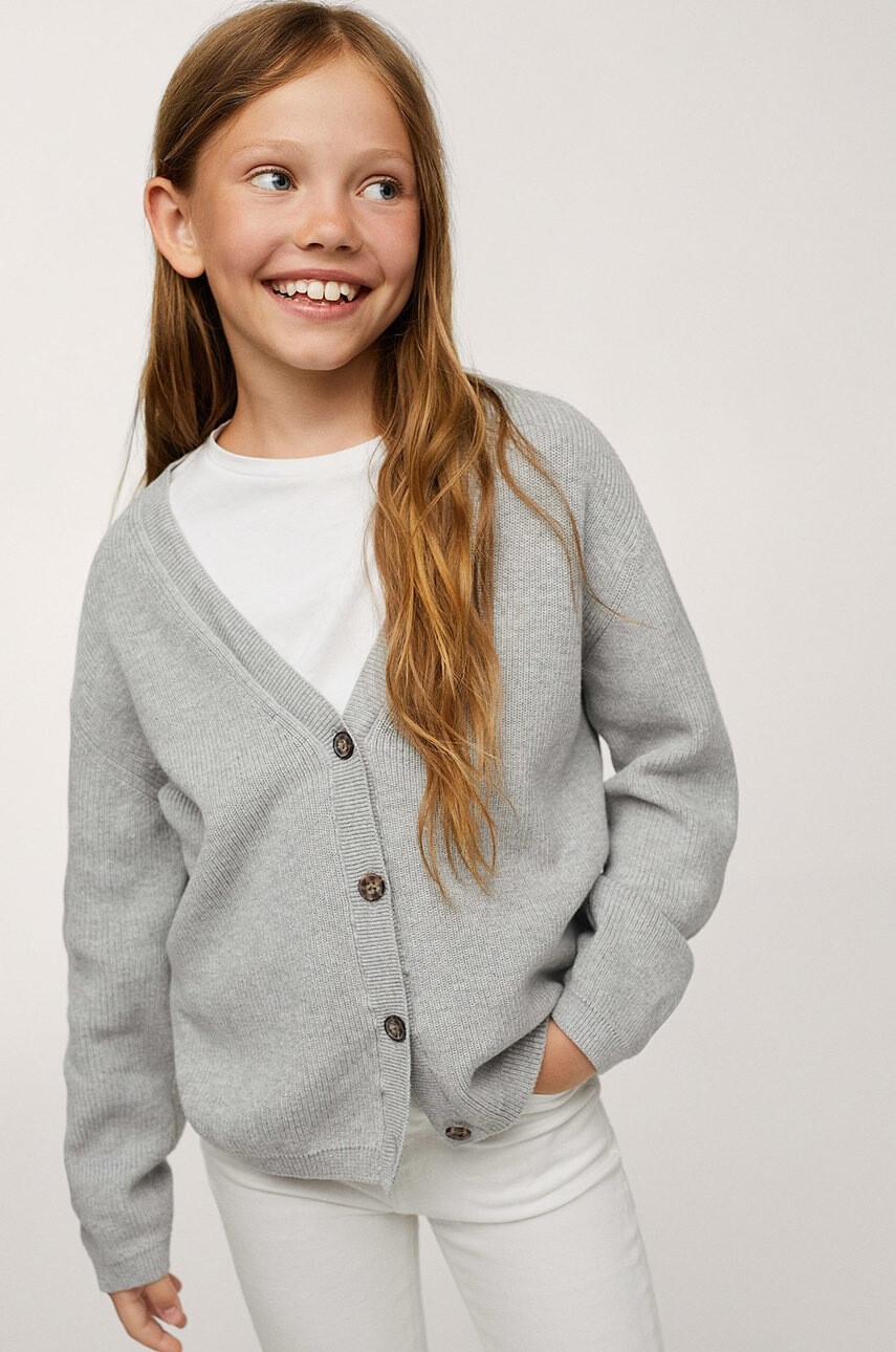 Mango Kids Детска жилетка в сиво от лека материя - Pepit.bg