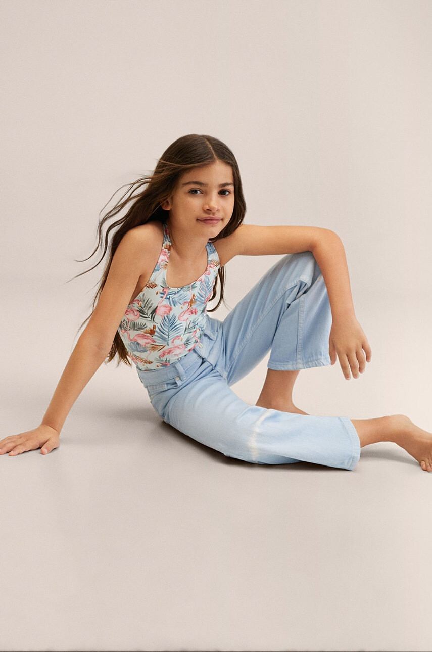 Mango Kids Детски бански костюм Flamingo в зелено - Pepit.bg