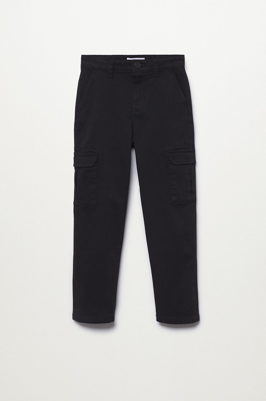 Mango Kids Детски панталон Liam1 в черно с изчистен дизайн - Pepit.bg