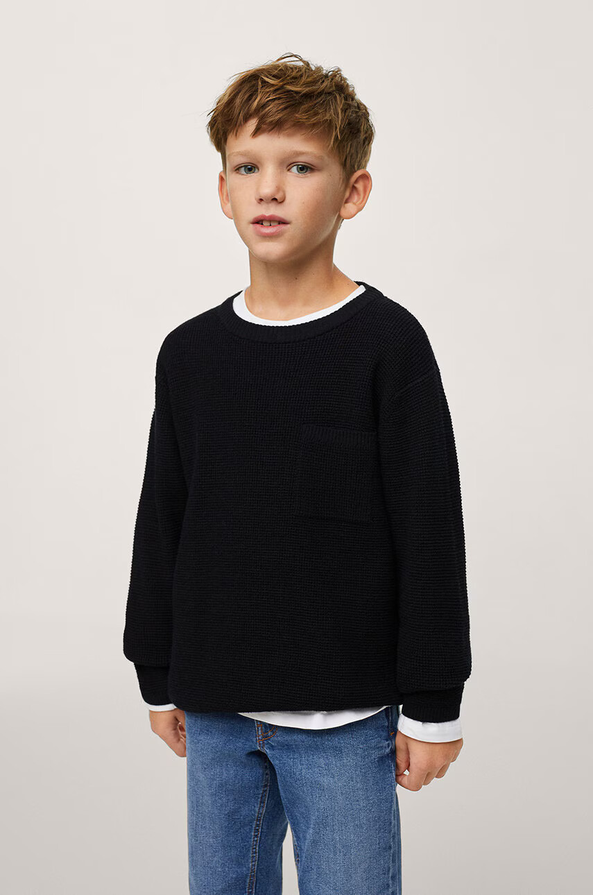 Mango Kids Детски пуловер Goofy в черно от лека материя - Pepit.bg