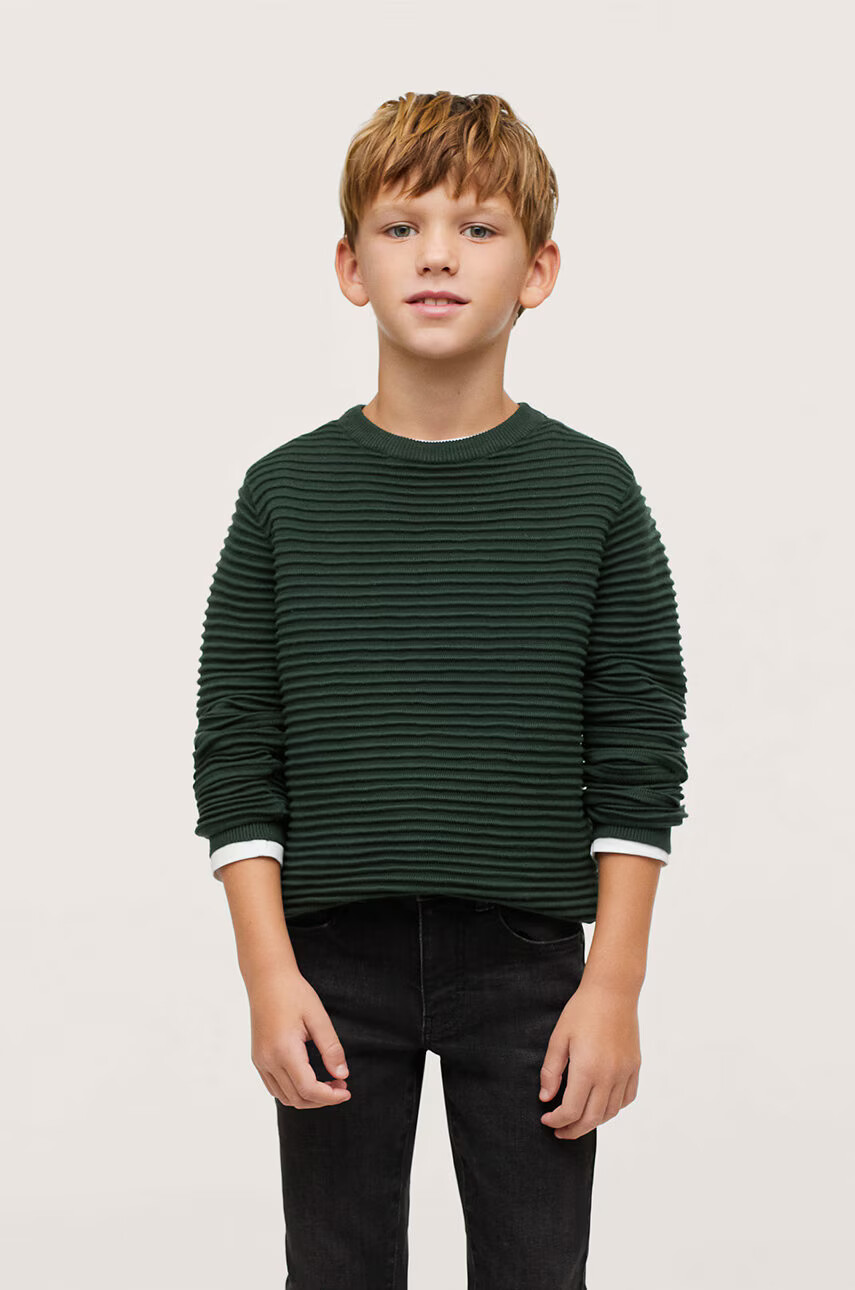 Mango Kids Детски пуловер Otto в зелено от лека материя - Pepit.bg