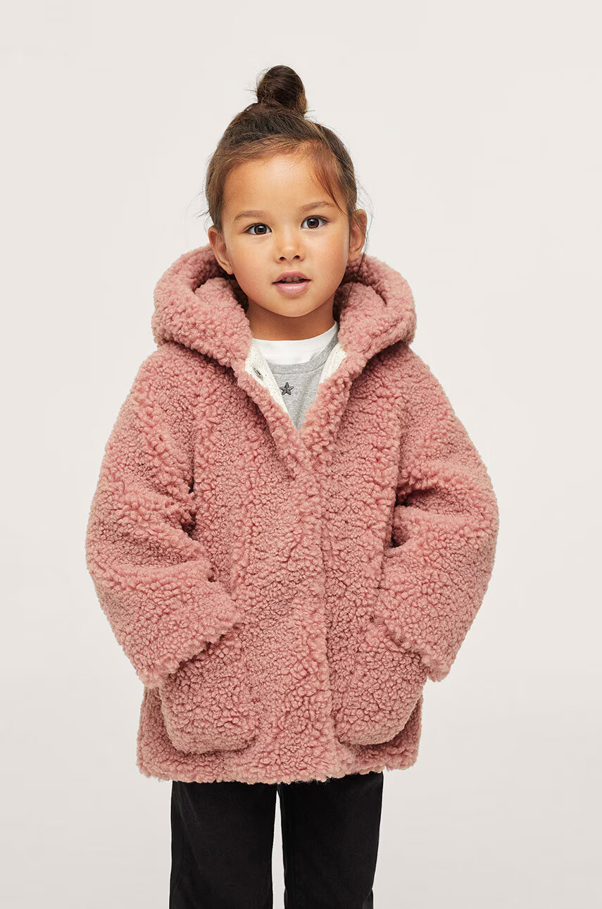 Mango Kids Детско палто в розово - Pepit.bg