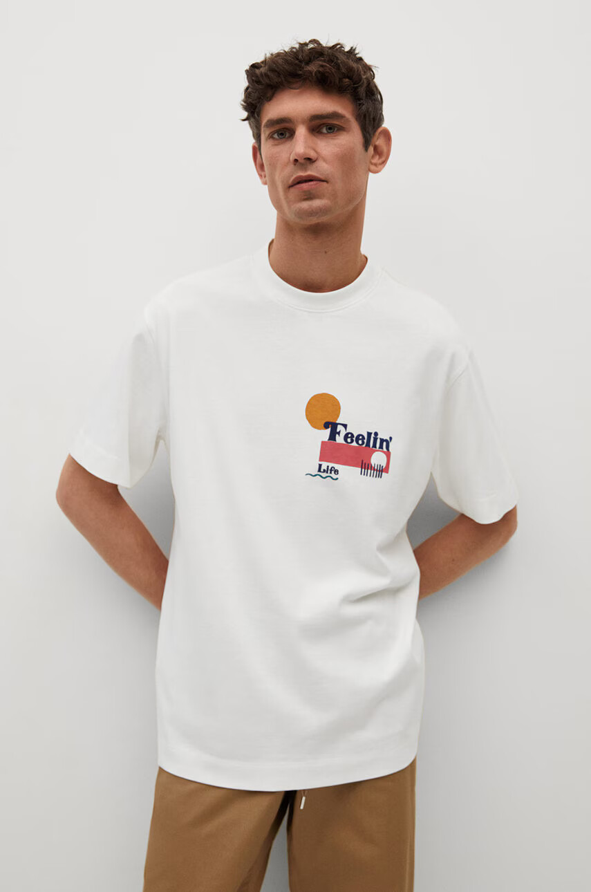 Mango Man Памучна тениска FEELIN - Pepit.bg