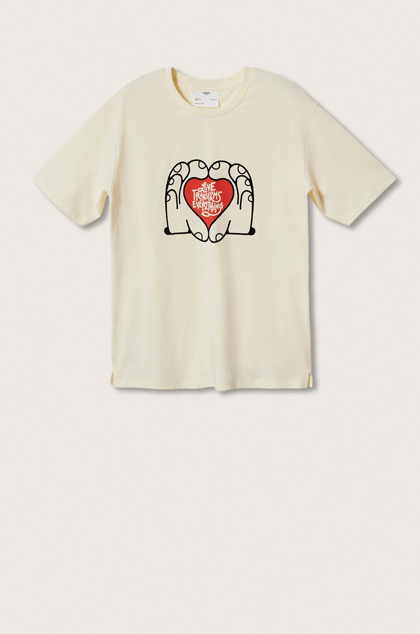Mango Man Памучна тениска Love - Pepit.bg
