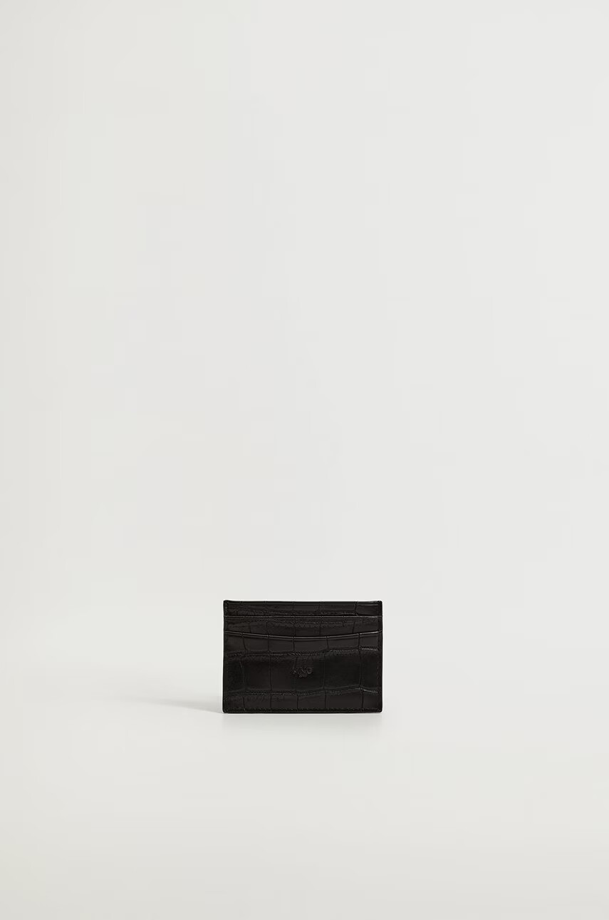 Mango Man Портфейл Croco мъжки в черно - Pepit.bg