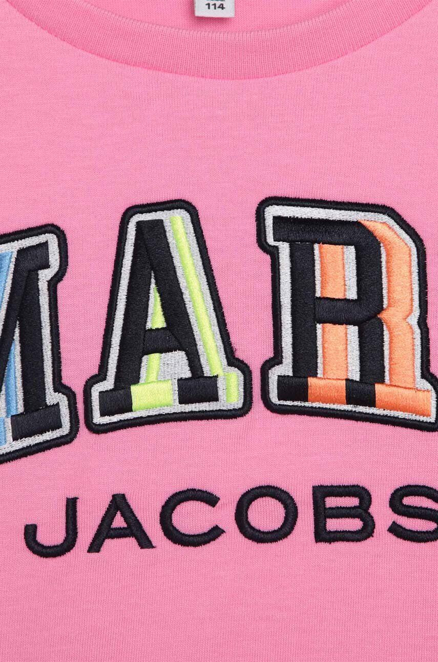 Marc Jacobs Детска памучна рокля в розово къс модел разкроен модел - Pepit.bg