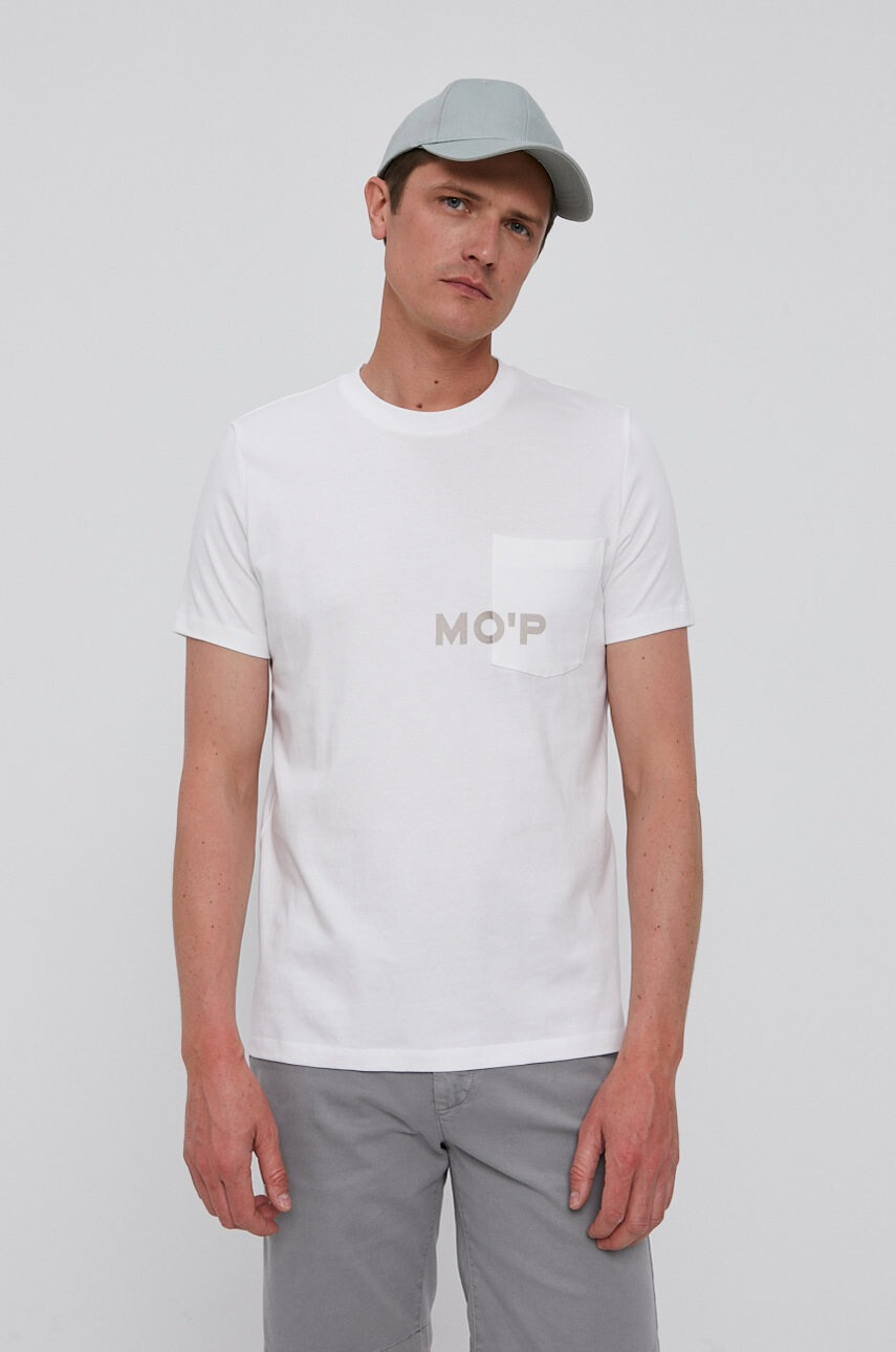 Marc O'Polo Тениска мъжка в бяло с принт - Pepit.bg