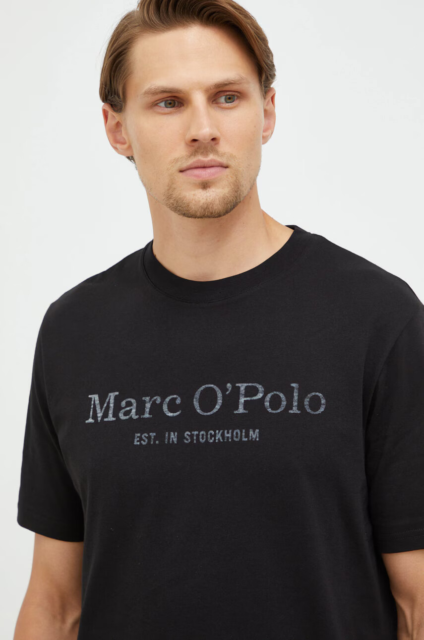 Marc O'Polo Памучна тениска в черно с принт - Pepit.bg
