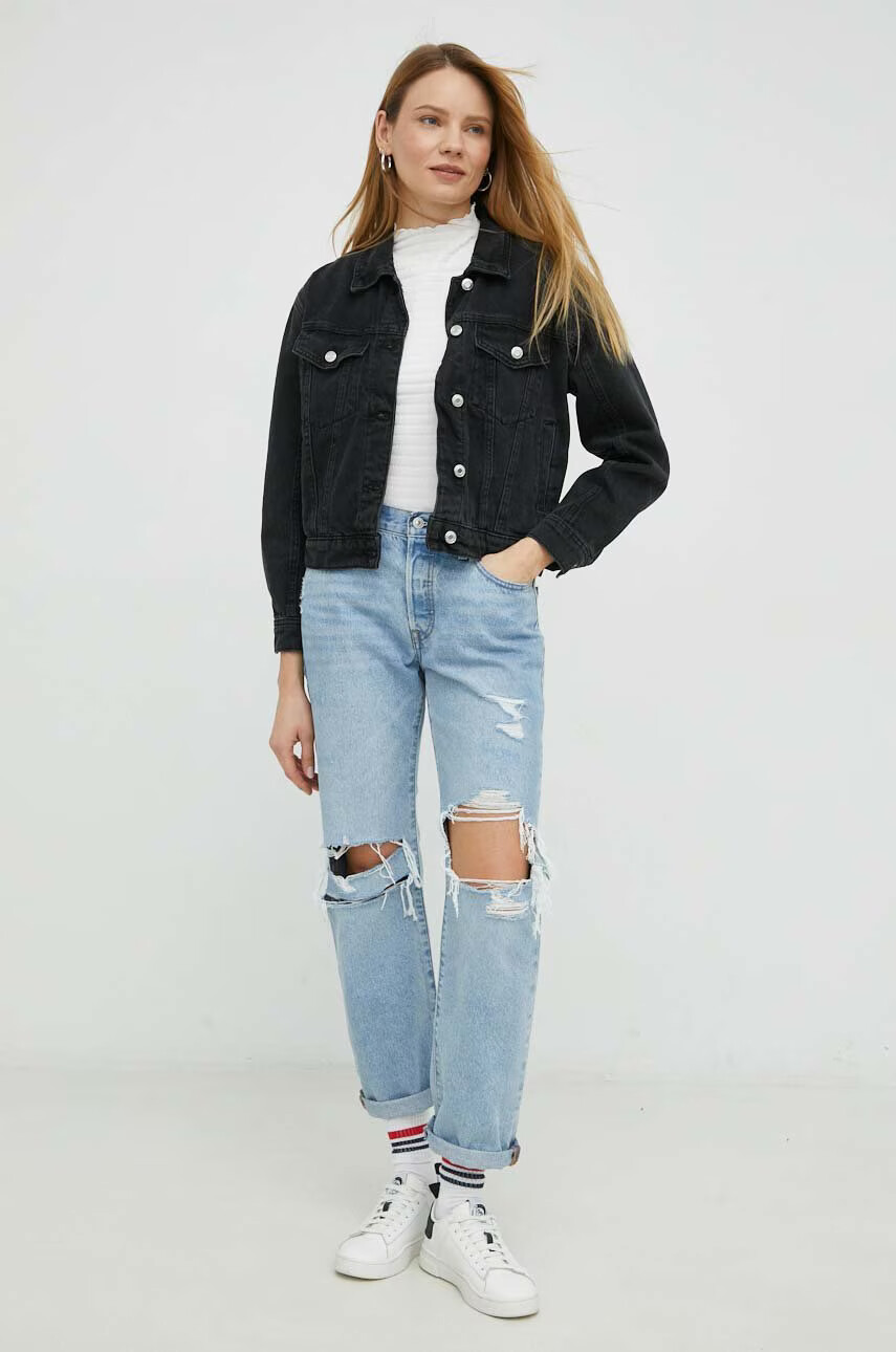 Marc O'Polo Тениска DENIM в бяло с ниско поло - Pepit.bg