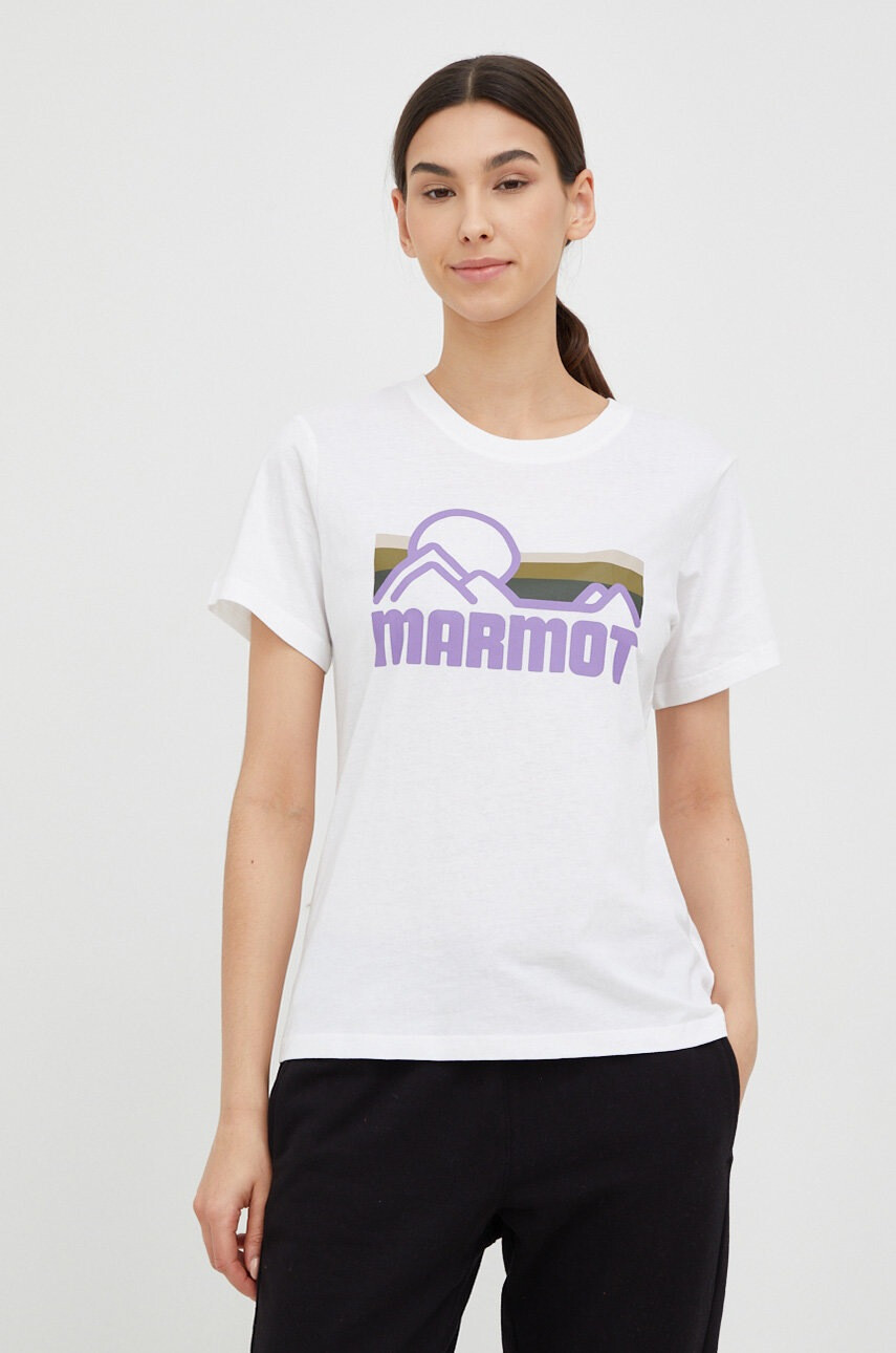 Marmot Памучна тениска в бяло - Pepit.bg