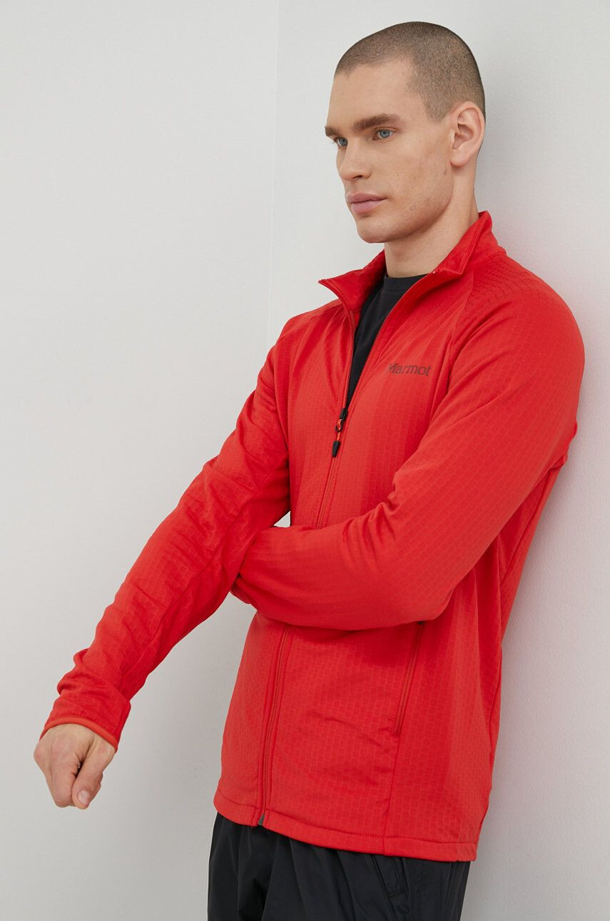 Marmot Спортен суичър Leconte Fleece в червено с изчистен дизайн - Pepit.bg