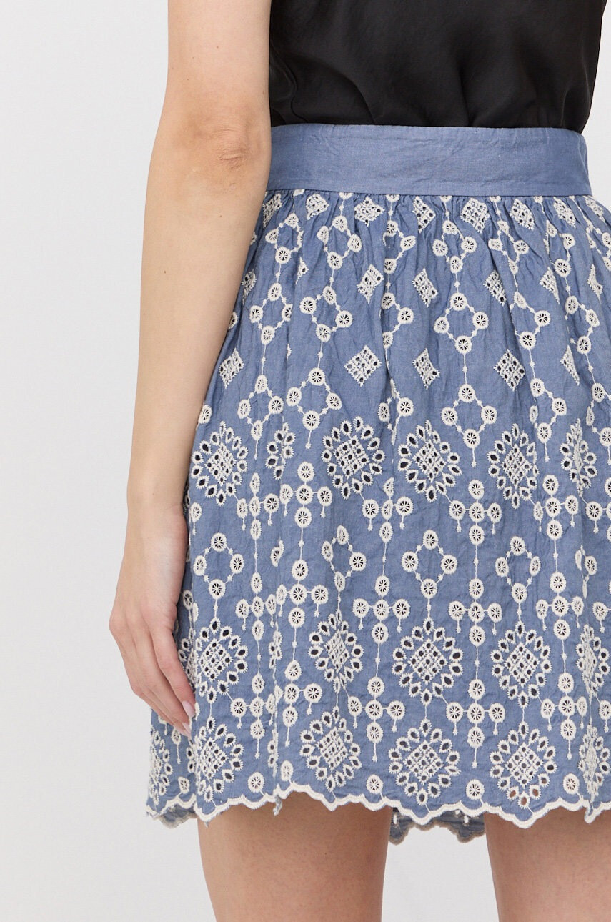Max&Co. Пола с лен в тъмносиньо среднодълъг модел разкроен модел - Pepit.bg