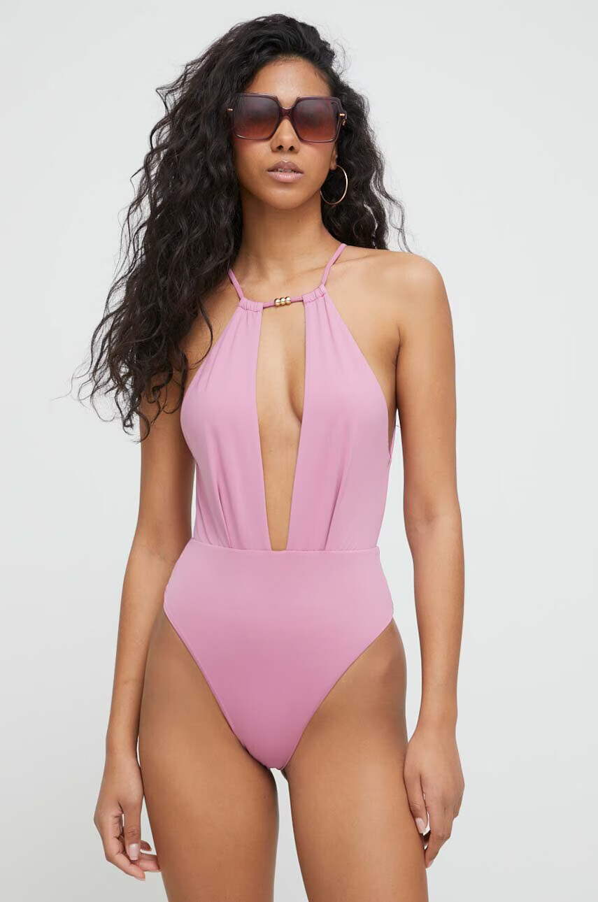 Max Mara Beachwear Цял бански в розово с мека чашка - Pepit.bg