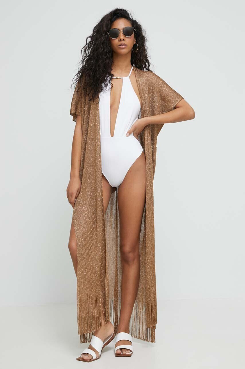 Max Mara Beachwear Цял бански в бяло с мека чашка - Pepit.bg
