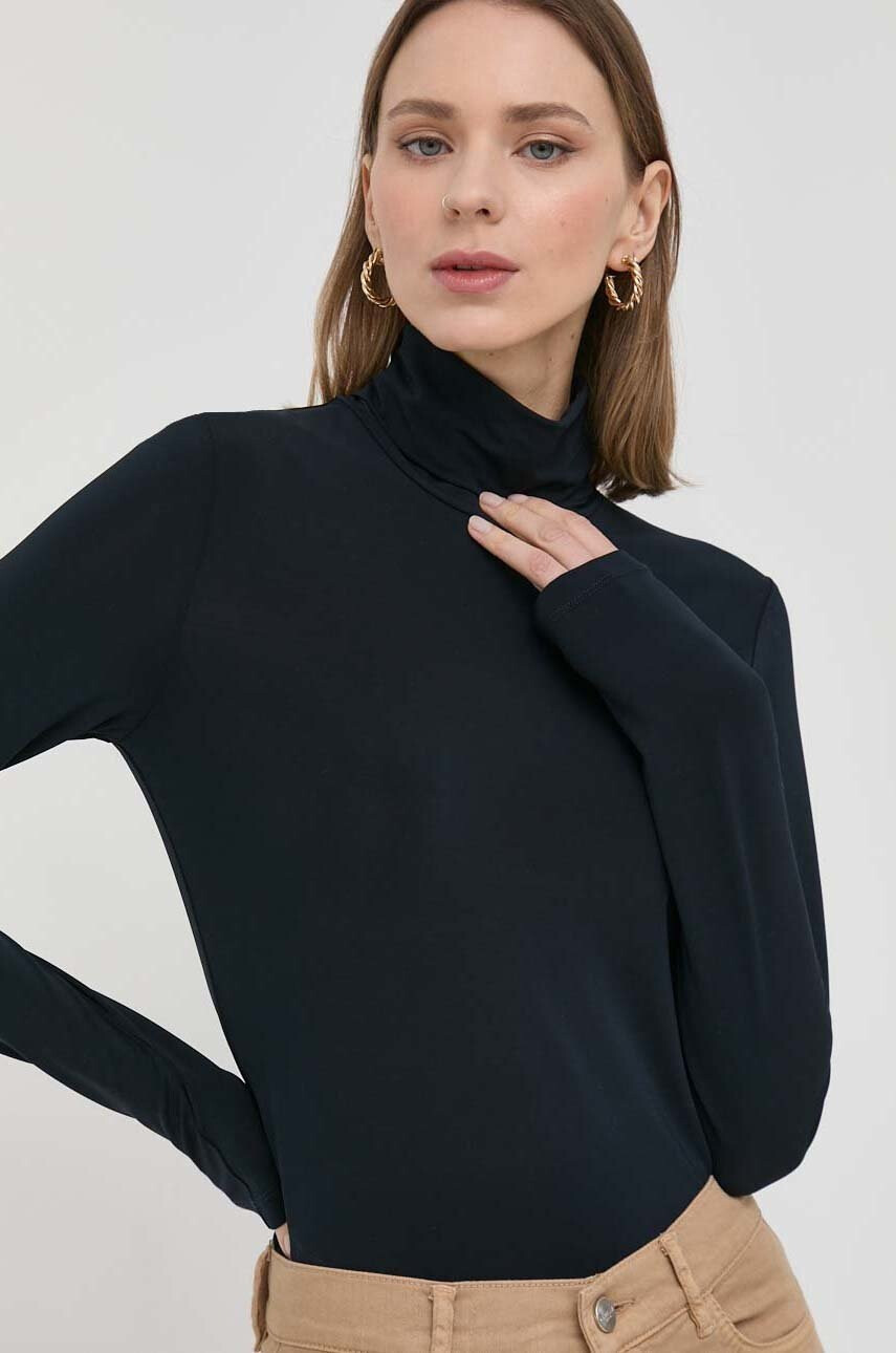Max Mara Leisure Блуза с дълги ръкави в тъмносиньо с поло - Pepit.bg