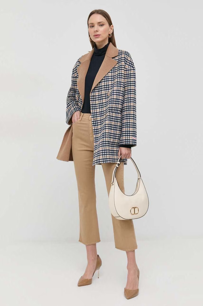Max Mara Leisure Блуза с дълги ръкави в тъмносиньо с поло - Pepit.bg