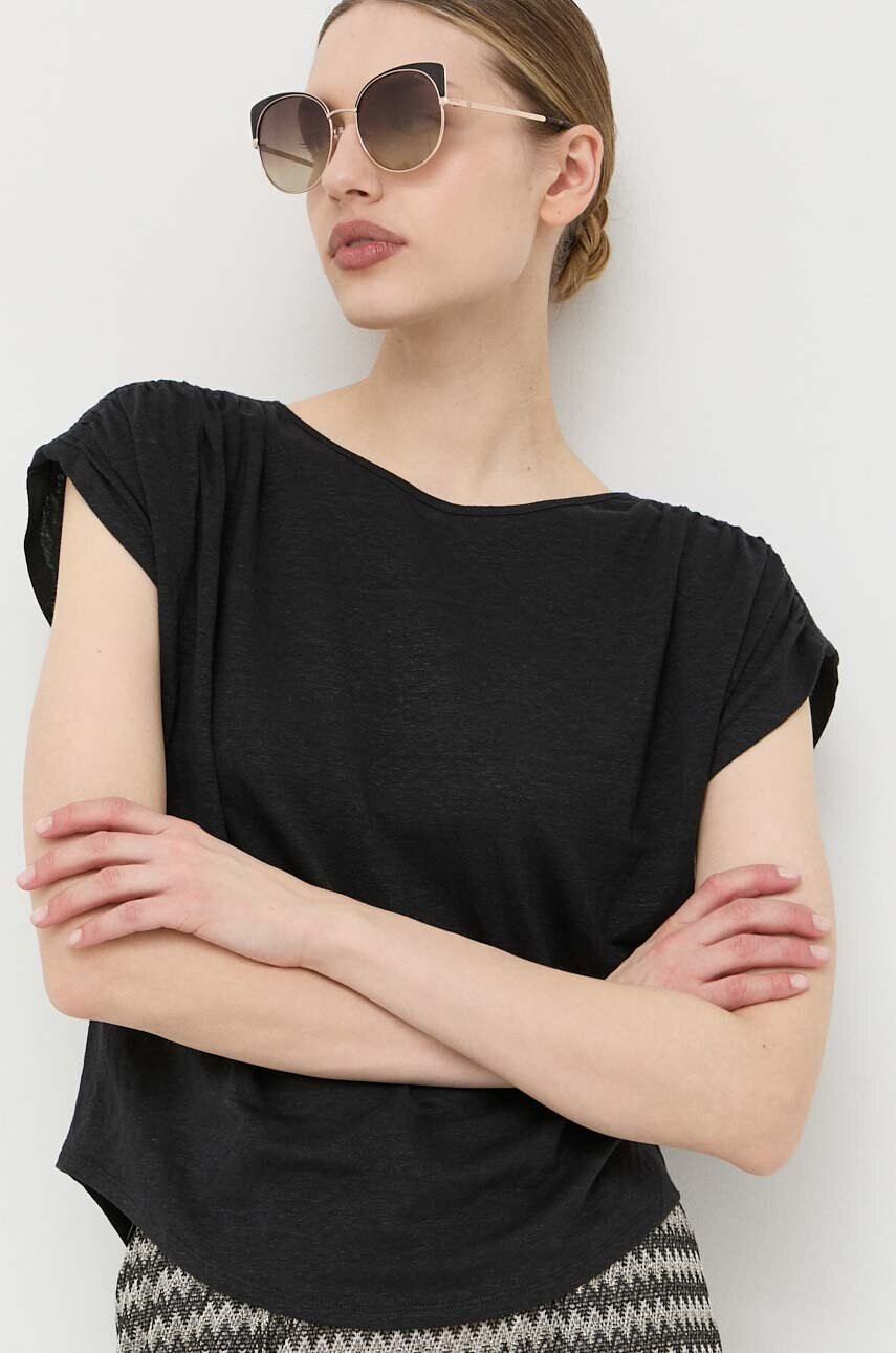 Max Mara Leisure Ленена тениска в бежово - Pepit.bg