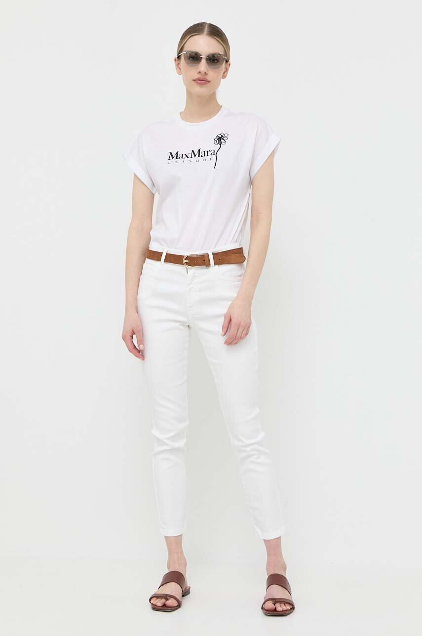 Max Mara Leisure Памучна тениска в бяло - Pepit.bg