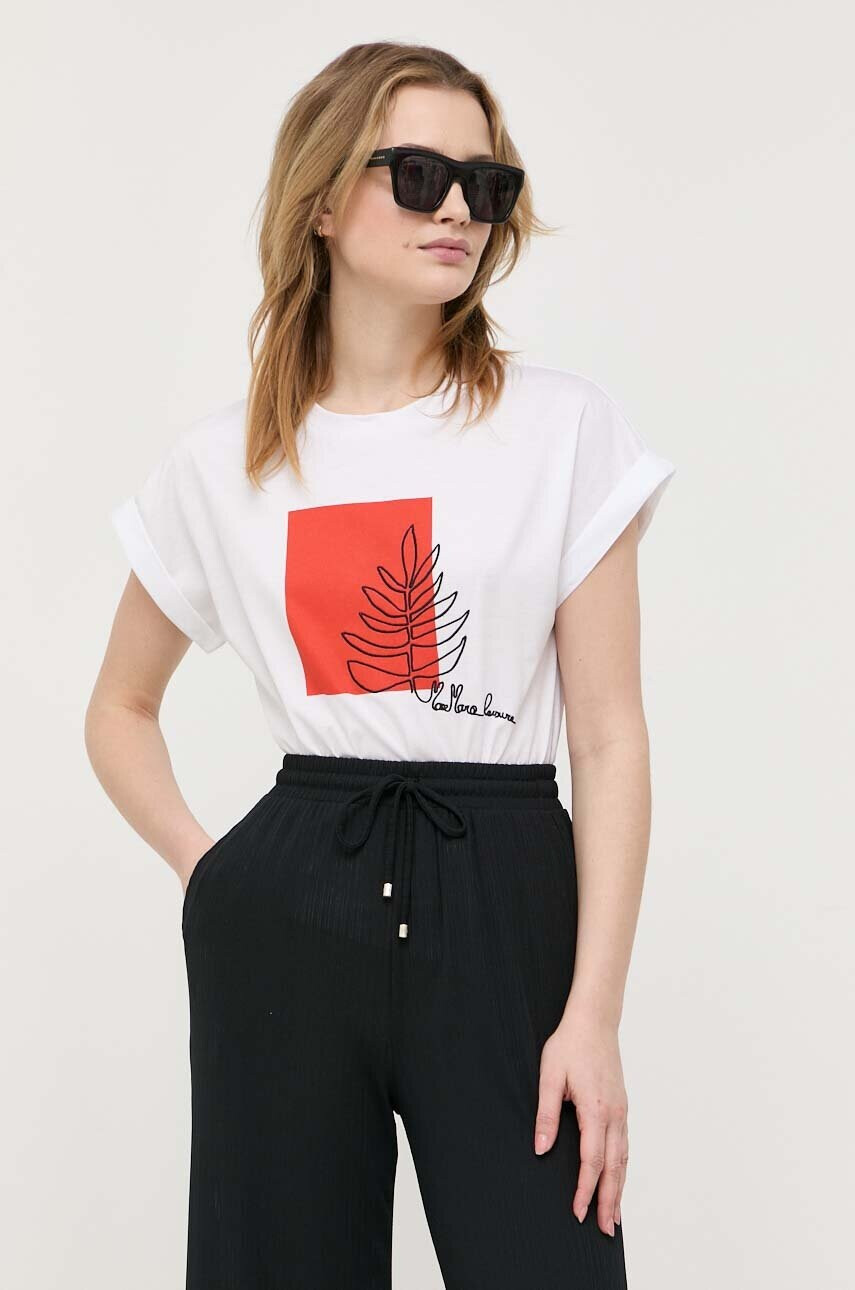 Max Mara Leisure Памучна тениска в бяло - Pepit.bg