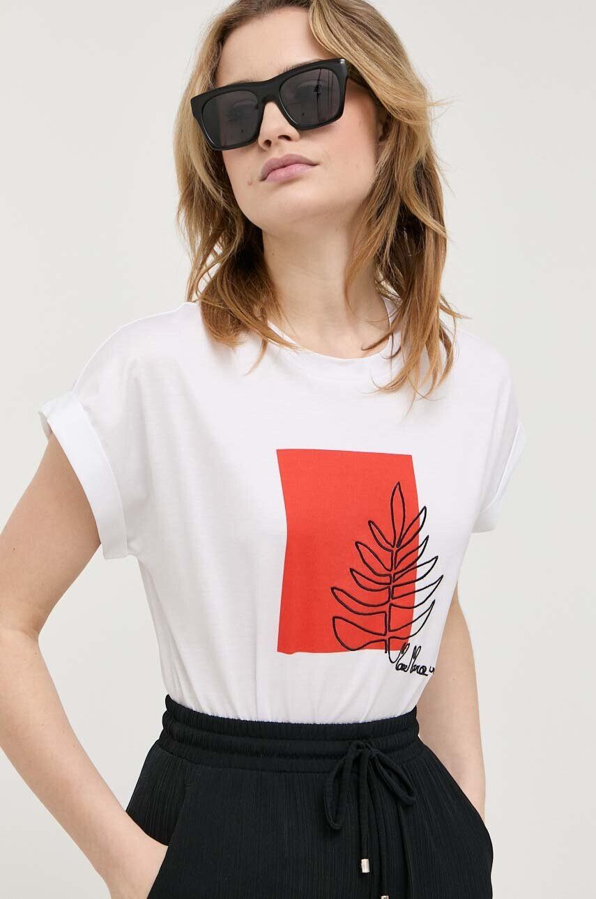 Max Mara Leisure Памучна тениска в бяло - Pepit.bg