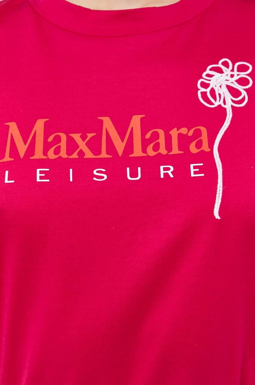 Max Mara Leisure Памучна тениска в розово - Pepit.bg