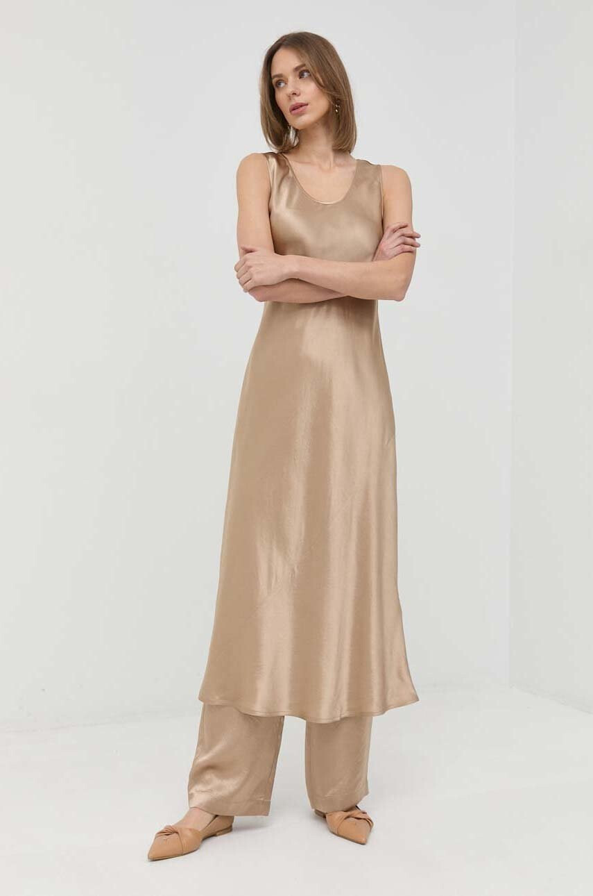 Max Mara Leisure Рокля в златисто дълъг модел със стандартна кройка - Pepit.bg