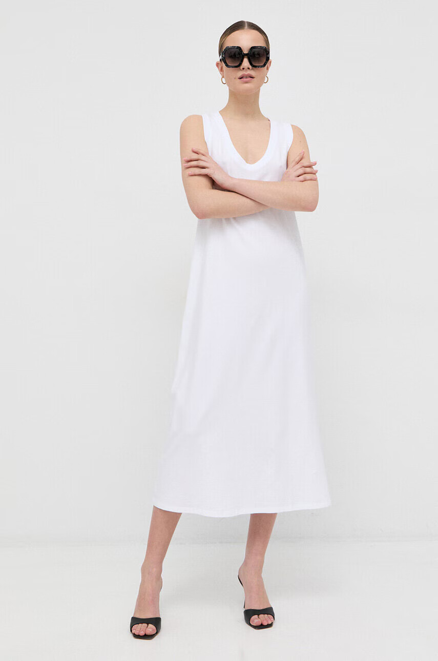 Max Mara Leisure Рокля в бяло среднодълъг модел със стандартна кройка - Pepit.bg