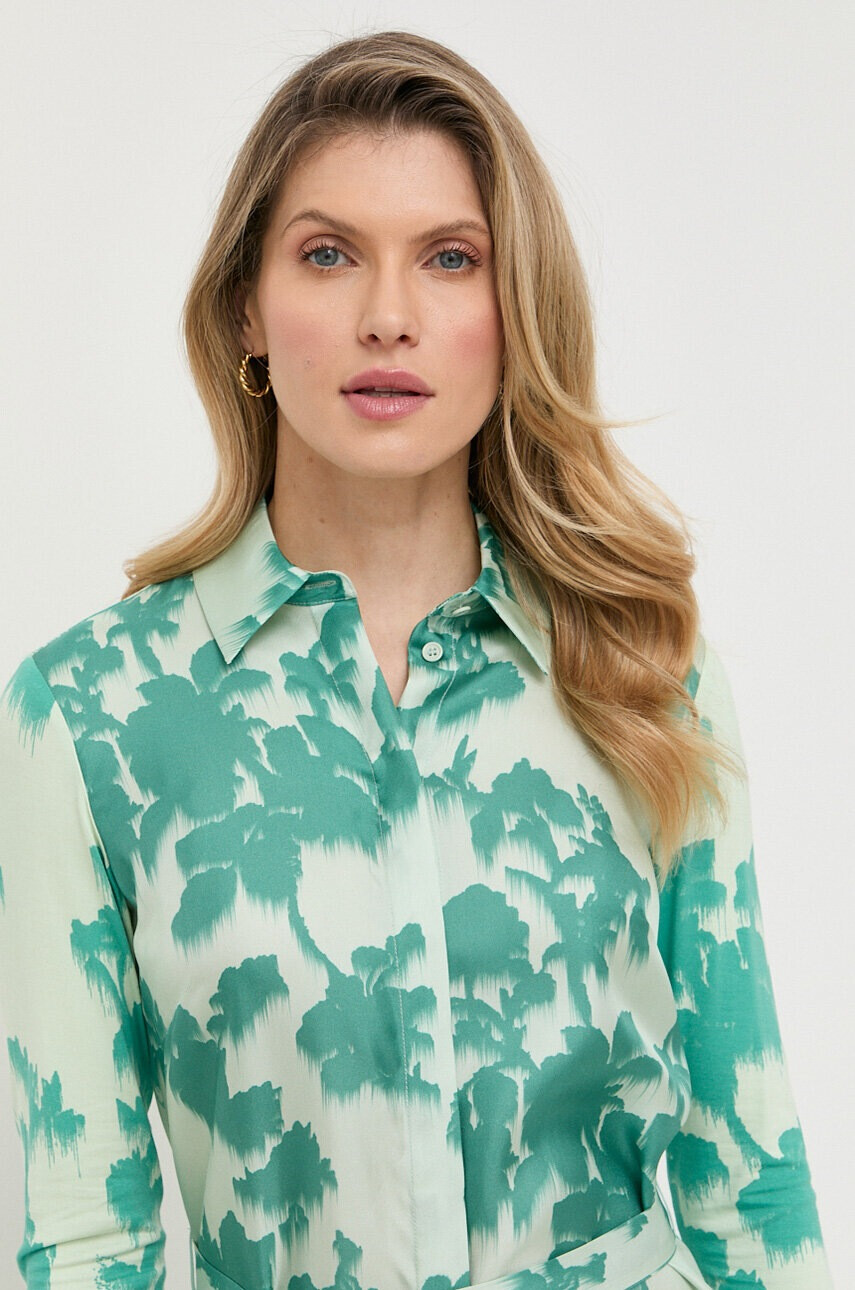 Max Mara Leisure Рокля с коприна в зелено къс модел разкроен модел - Pepit.bg