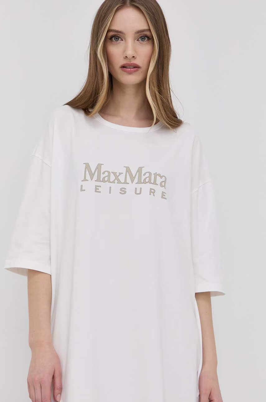 Max Mara Leisure Рокля в бяло къс модел с уголемена кройка - Pepit.bg
