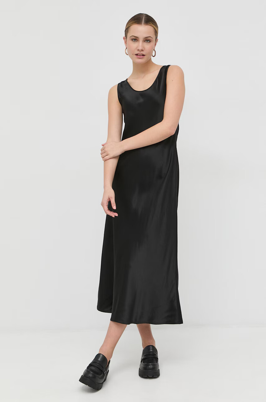 Max Mara Leisure Рокля Ares в черно дълъг модел със стандартна кройка - Pepit.bg