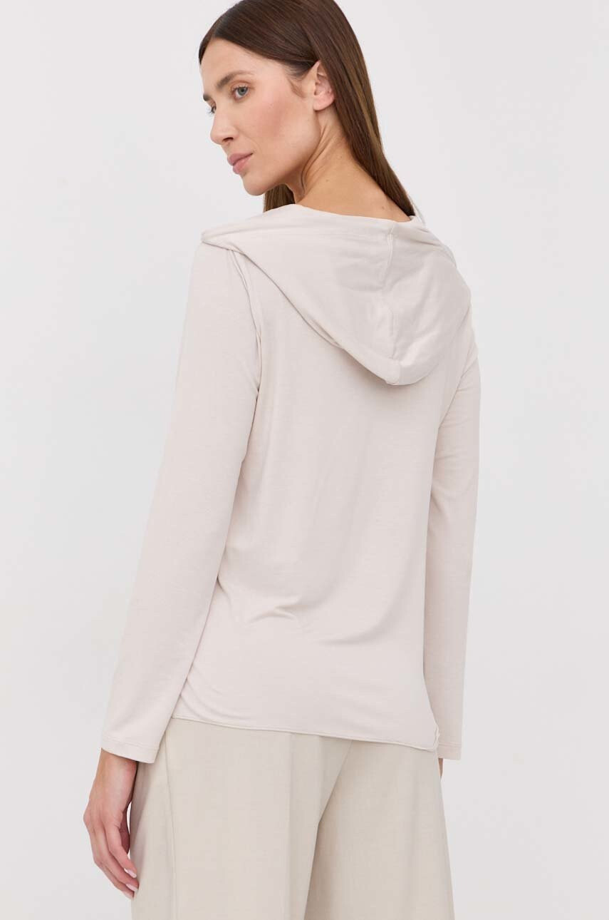 Max Mara Leisure Суичър в бежово с качулка с изчистен дизайн - Pepit.bg