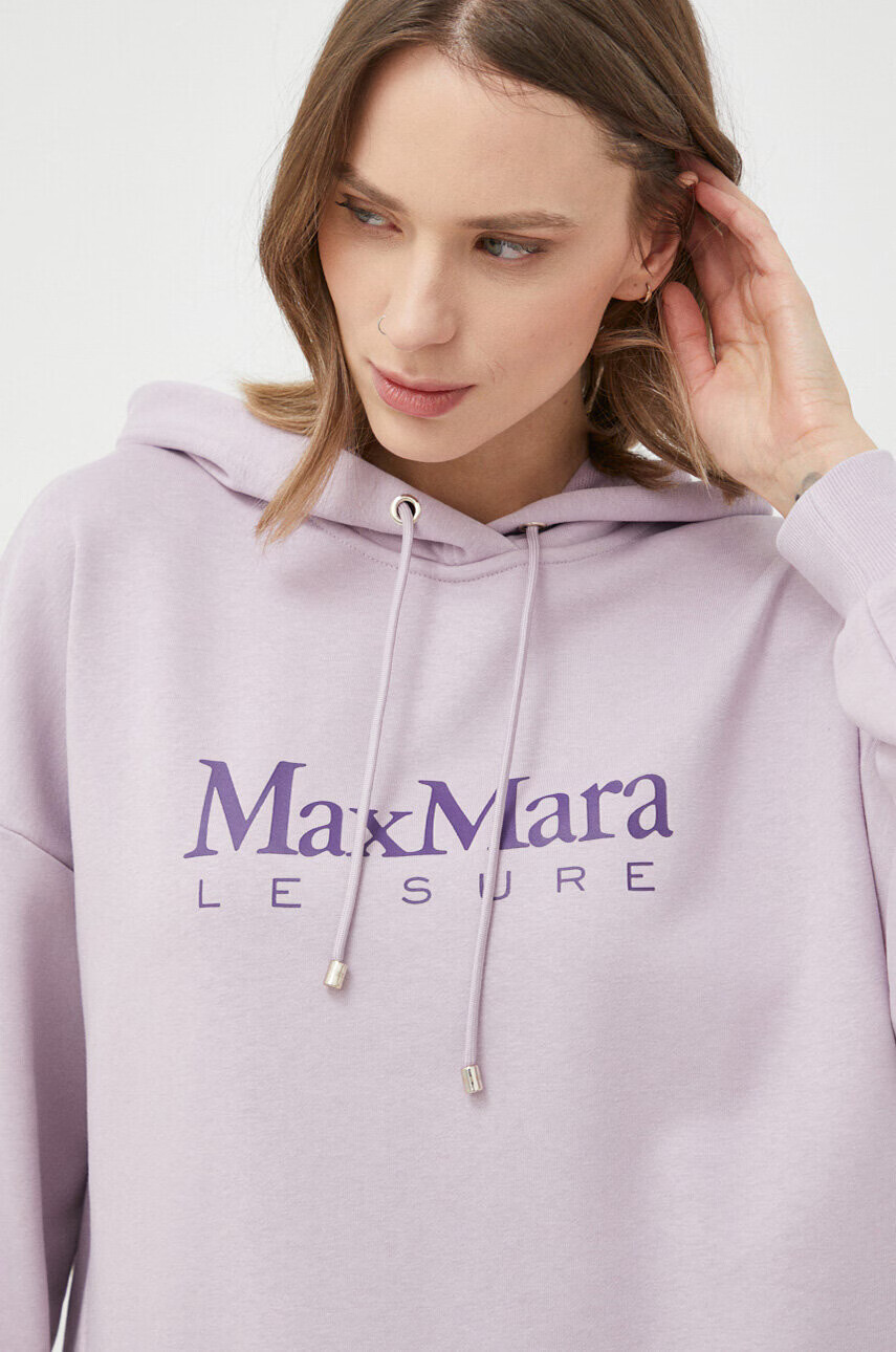 Max Mara Leisure Суичър в лилаво с качулка с принт - Pepit.bg