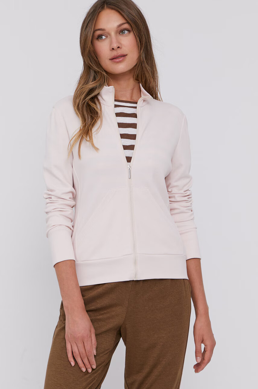 Max Mara Leisure Суичър дамски в розово с изчистен дизайн - Pepit.bg