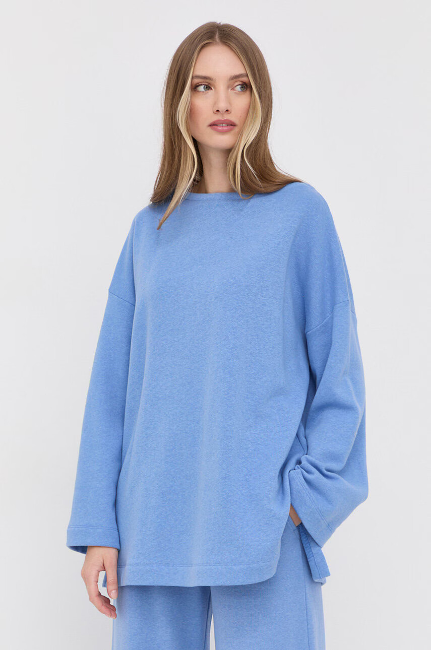 Max Mara Leisure Суичър с лен дамска с изчистен дизайн - Pepit.bg