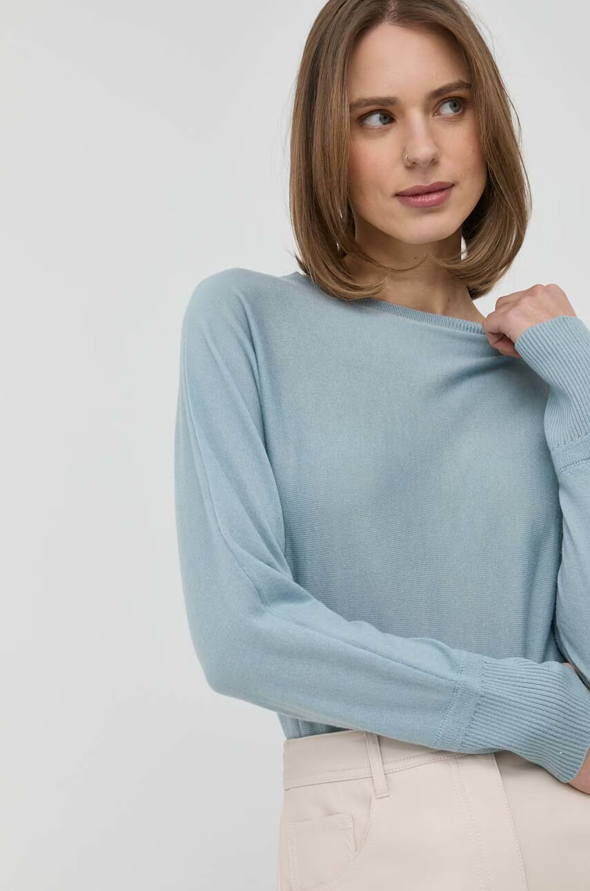 Max Mara Leisure Вълнен пуловер дамски в синьо от лека материя - Pepit.bg