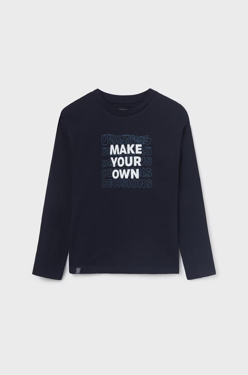 Mayoral Детска блуза с дълги ръкави в тъмносиньо с принт - Pepit.bg