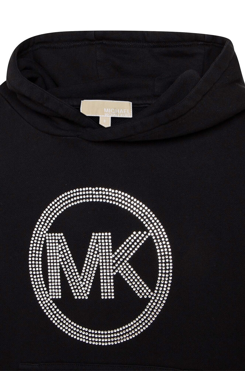 Michael Kors Детска памучна рокля в черно къс модел със стандартна кройка - Pepit.bg